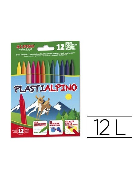 LAPICES CERA ALPINO PLASTI CAJA DE 12 UNIDADES COLORES SURTIDOS