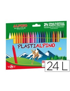LAPICES CERA ALPINO PLASTI CAJA DE 24 UNIDADES COLORES SURTIDOS
