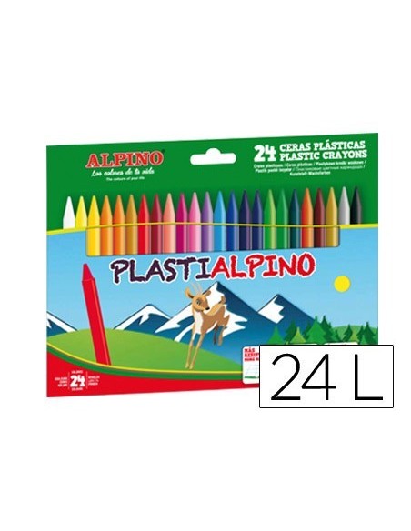LAPICES CERA ALPINO PLASTI CAJA DE 24 UNIDADES COLORES SURTIDOS