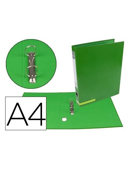CARPETA DE 2 ANILLAS 25 MM MIXTAS LIDERPAPEL A4 FORRADO COLOR SYSTEM CON OLLAO Y TARJETERO VERDE
