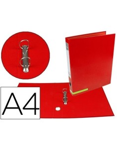 CARPETA DE 2 ANILLAS 25 MM MIXTAS LIDERPAPEL A4 FORRADO COLOR SYSTEM CON OLLAO Y TARJETERO ROJO