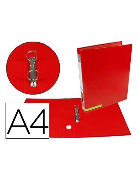 CARPETA DE 2 ANILLAS 25 MM MIXTAS LIDERPAPEL A4 FORRADO COLOR SYSTEM CON OLLAO Y TARJETERO ROJO