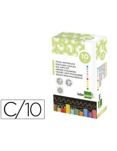 TIZA COLOR ANTIPOLVO LIDERPAPEL CAJA DE 10 UNIDADES COLORES SURTIDOS
