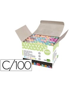 TIZA COLOR ANTIPOLVO LIDERPAPEL CAJA DE 100 UNIDADES COLORES SURTIDOS