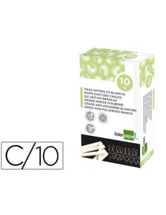 TIZA BLANCA ANTIPOLVO LIDERPAPEL CAJA DE 10 UNIDADES