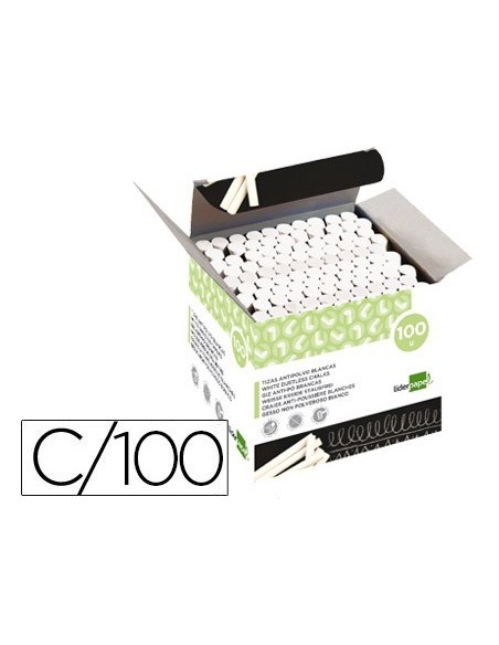TIZA BLANCA ANTIPOLVO LIDERPAPEL CAJA DE 100 UNIDADES