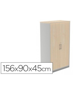 ARMARIO ROCADA CON TRES ESTANTES Y DOS PUERTAS ENTERAS SERIE STORE 156X90X45 CM ACABADO AB01 ALUMINIO/HAYA