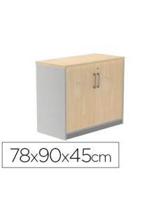 ARMARIO ROCADA CON UN ESTANTE Y DOS PUERTAS ENTERAS SERIE STORE 78X90X45 CM ACABADO AB01 ALUMINIO/HAYA