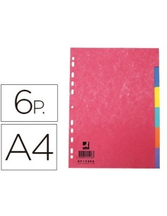 SEPARADOR Q-CONNECT CARTULINA BRILLO JUEGO DE 6 SEPARADORES DIN A4 MULTITALADRO