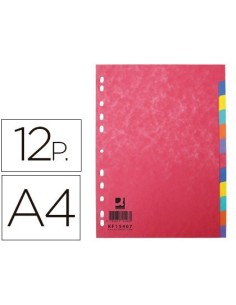 SEPARADOR Q-CONNECT CARTULINA BRILLO JUEGO DE 12 SEPARADORES DIN A4 MULTITALADRO