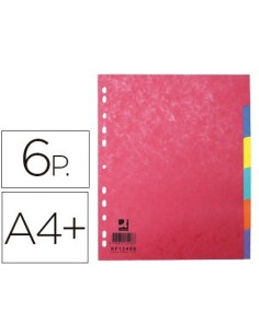 SEPARADOR Q-CONNECT CARTULINA BRILLO JUEGO DE 6 SEPARADORES DIN A4+ MULTITALADRO