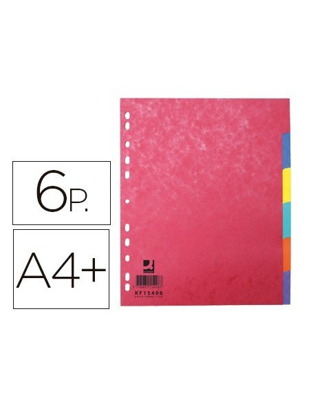 SEPARADOR Q-CONNECT CARTULINA BRILLO JUEGO DE 6 SEPARADORES DIN A4+ MULTITALADRO