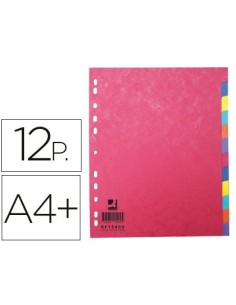 SEPARADOR Q-CONNECT CARTULINA BRILLO JUEGO DE 12 SEPARADORES DIN A4+