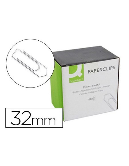 CLIPS NIQUELADOS Q-CONNECT 32 MM CAJA DE 1000 UNIDADES