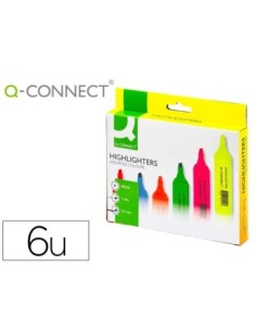 ROTULADOR Q-CONNECT FLUORESCENTE PUNTA BISELADA ESTUCHE DE 6 COLORES