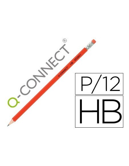 LAPICES DE GRAFITO Q-CONNECT HEXAGONAL CON GOMA N.2 HB