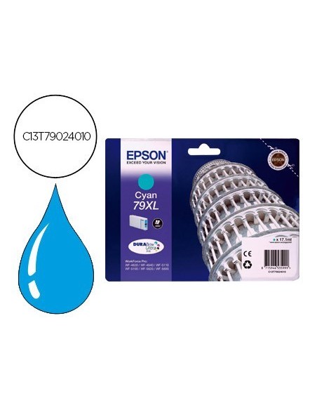 INK-JET EPSON 79XL WF 4630 / 4640 / 5110 /-5190 / 5620 / 5690 CIAN - 2.000 PAG-