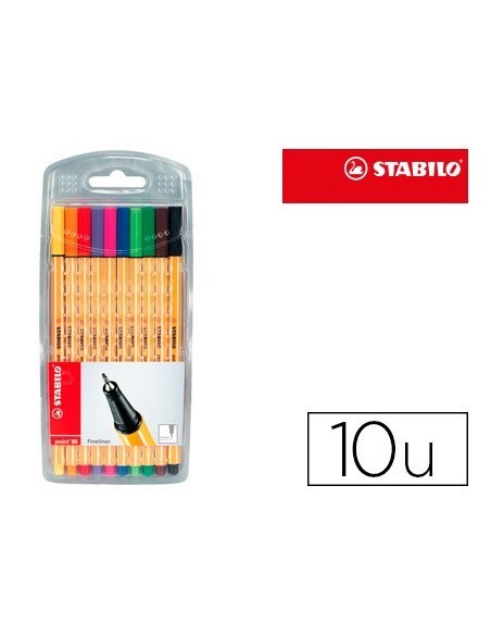 ROTULADOR STABILO PUNTA DE FIBRA POINT 88 ESTUCHE DE 10 COLORES SURTIDOS