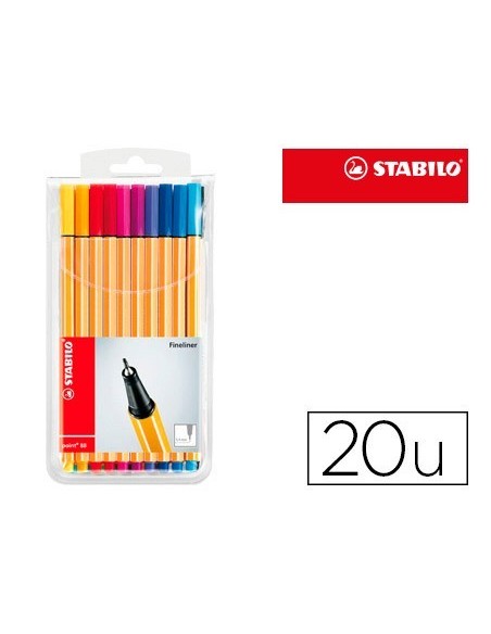 ROTULADOR STABILO PUNTA DE FIBRA POINT 88 ESTUCHE DE 20 COLORES SURTIDOS