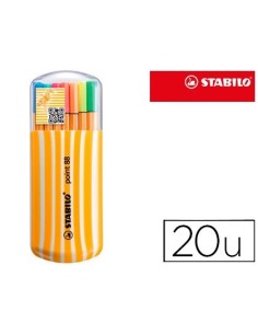 ROTULADOR STABILO PUNTA DE FIBRA POINT 88 ZEBRUI ESTUCHE DE 20 UNIDADES COLORES NEON SURTIDOS