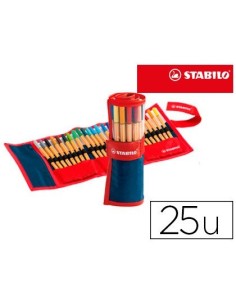 ROTULADOR STABILO PUNTA DE FIBRA POINT 88 ESTUCHE ROLLERSET DE 25 COLORES SURTIDOS