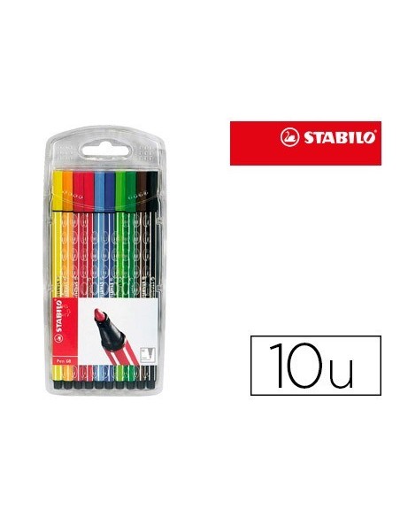 ROTULADOR STABILO ACUARELABLE PEN 68 ESTUCHE DE 10 COLORES SURTIDOS