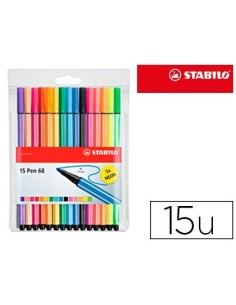 ROTULADOR STABILO ACUARELABLE PEN 68 ESTUCHE DE 10 COLORES ESTANDAR + 5 COLORES NEON