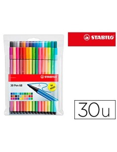 ROTULADOR STABILO ACUARELABLE PEN 68 ESTUCHE DE 24 COLORES ESTANDAR + 6 COLORES NEON