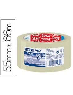 CINTA ADHESIVA TESA TRANSPARENTE STRONG 66 MT X 50 MM PARA EMBALAJE BAJO RUIDO