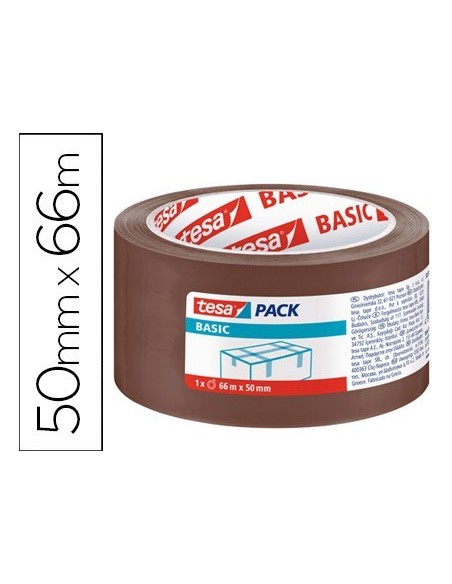 CINTA ADHESIVA TESA MARRON BASIC 66 MT X 50 MM PARA EMBALAJE