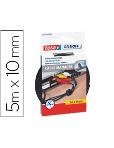 VELCRO AUTOADHESIVO TESA PARA AGRUPAR CABLES 5 M X 10 MM COLOR NEGRO