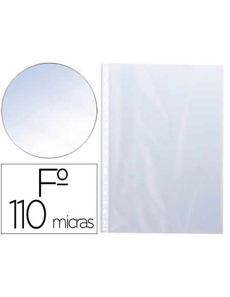 FUNDA MULTITALADRO Q-CONNECT FOLIO PVC 110 MICRAS CRISTAL CAJA 100 UNIDADES