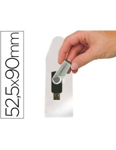 FUNDA AUTOADHESIVA Q-CONNECT PARA MEMORIAS USB CAPACIDAD PARA 10 UNIDADES 52,5X 90 MM