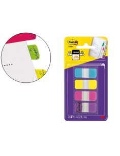 BANDERITAS SEPARADORAS RIGIDAS DISPENSADOR 4 COLORES AMARILLO AZUL ROSA Y VIOLETA POST-IT INDEX 676-AYPV-EU