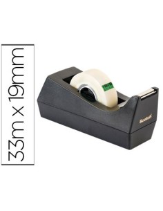 PORTARROLLO SOBREMESA SCOTCH C38 COLOR NEGRO INCLUYE 3 CINTAS SCOTCH MAGIC 33 MT X 19 MM