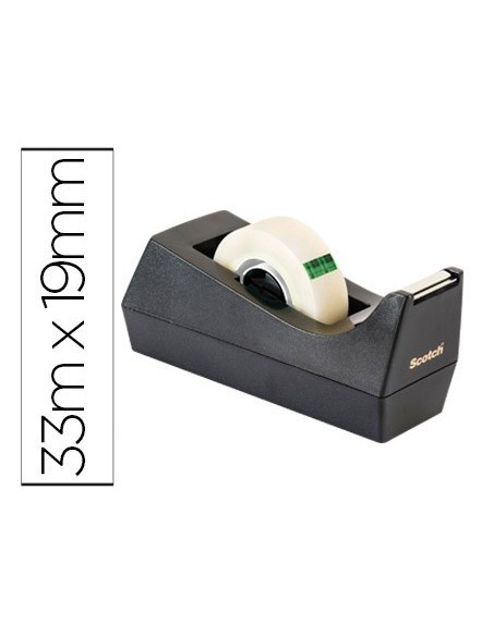 PORTARROLLO SOBREMESA SCOTCH C38 COLOR NEGRO INCLUYE 3 CINTAS SCOTCH MAGIC 33 MT X 19 MM