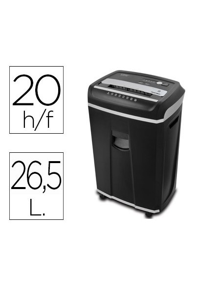 DESTRUCTORA DE DOCUMENTOS Q-CONNECT ANTIATASCOS SEGURIDAD 4P CAPACIDAD DE CORTE 20H CLIPS GRAPAS TARJETAS Y CD 26L