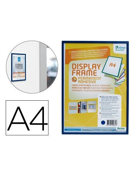 FUNDA PARA COLGAR TARIFOLD DIN A4 ADHESIVA AZUL