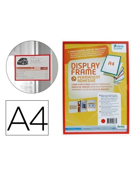 FUNDA PARA COLGAR TARIFOLD DIN A4 ADHESIVA ROJO