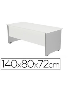 MESA OFICINA ROCADA SERIE WORK 140X80 CM ACABADO AB04 ALUMINIO/BLANCO