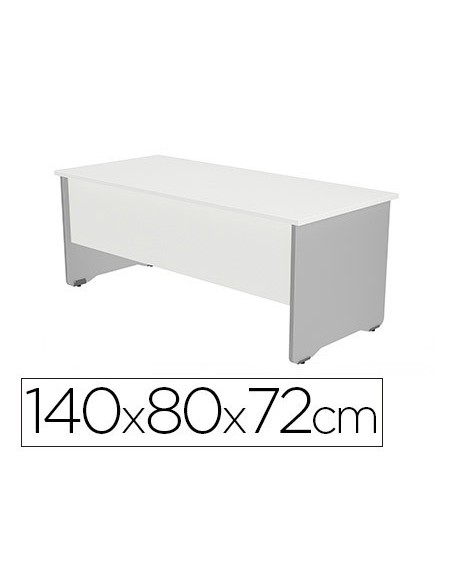 MESA OFICINA ROCADA SERIE WORK 140X80 CM ACABADO AB04 ALUMINIO/BLANCO