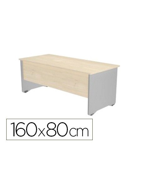 MESA OFICINA ROCADA SERIE WORK 160X80 CM ACABADO AB04 ALUMINIO/BLANCO