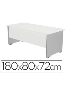 MESA OFICINA ROCADA SERIE WORK 180X80 CM ACABADO AB04 ALUMINIO/BLANCO