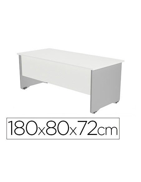 MESA OFICINA ROCADA SERIE WORK 180X80 CM ACABADO AB04 ALUMINIO/BLANCO