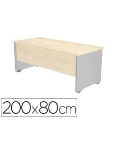 MESA OFICINA ROCADA SERIE WORK 200X80 CM ACABADO AB04 ALUMINIO/BLANCO