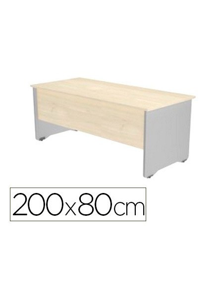 MESA OFICINA ROCADA SERIE WORK 200X80 CM ACABADO AB04 ALUMINIO/BLANCO