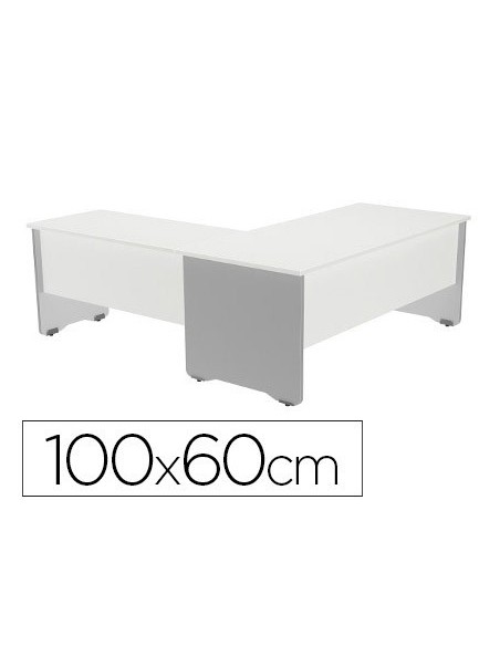 ALA PARA MESA ROCADA SERIE WORK 100X60 CM ACABADO AB04 ALUMINIO/BLANCO