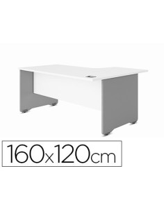 MESA ROCADA SERIE WORK 160X120 CM DERECHA ACABADO AB04 ALUMINIO/BLANCO