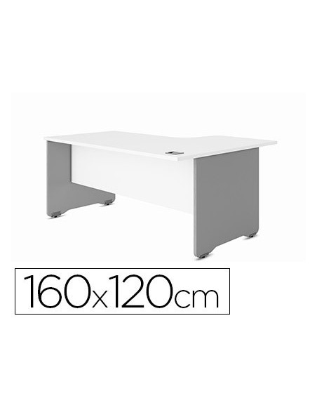 MESA ROCADA SERIE WORK 160X120 CM DERECHA ACABADO AB04 ALUMINIO/BLANCO