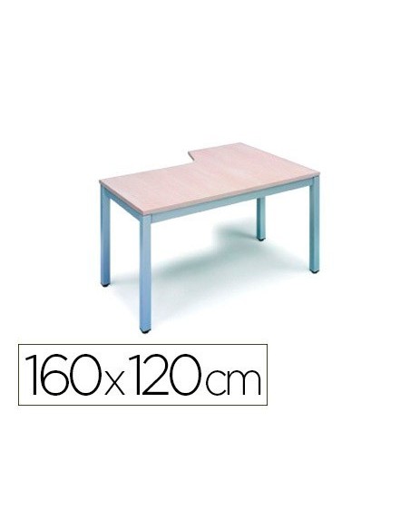 MESA ROCADA SERIE EXECUTIVE 160X120 CM IZQUIERDA ACABADO AD01 ALUMINIO/HAYA